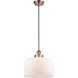 Ballston X-Large Bell 1 Light 12 inch Antique Copper Mini Pendant Ceiling Light in Matte White Glass