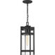 Tofino 1 Light 7 inch Textured Black and Clear Seeded Outdoor Hanging Lantern