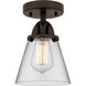 Nouveau 2 Small Cone LED 6 inch Oil Rubbed Bronze Semi-Flush Mount Ceiling Light in Clear Glass
