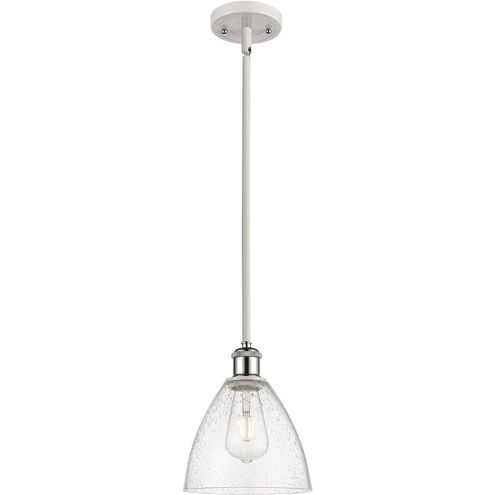 Ballston Dome LED 8 inch White and Polished Chrome Mini Pendant Ceiling Light in Seedy Glass