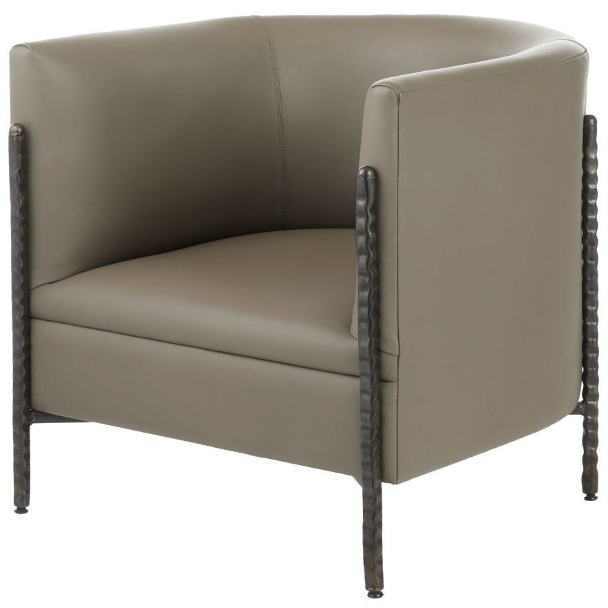 Escondido Dove Leather and Bronze Lounge Chair