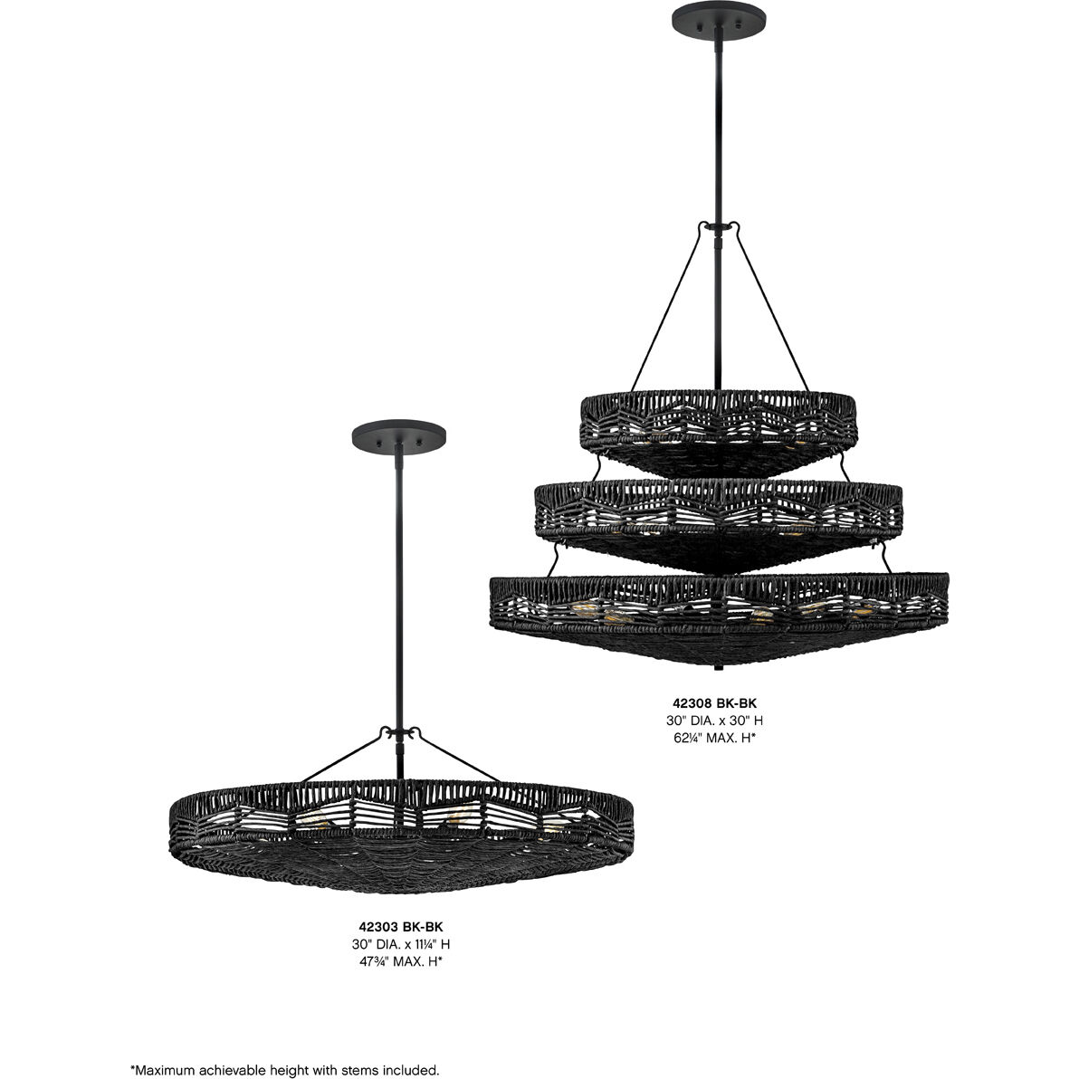 Ophelia 6 Light 30 inch Black Foyer Light Ceiling Light