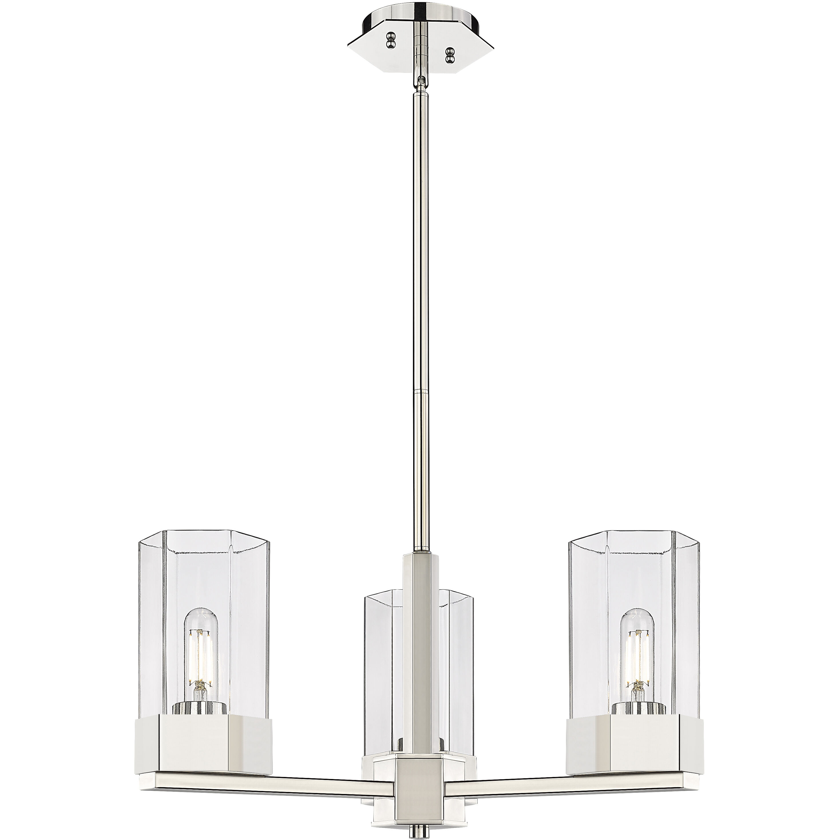 Claverack 3 Light 21.63 inch Polished Nickel Pendant Ceiling Light in Clear Glass