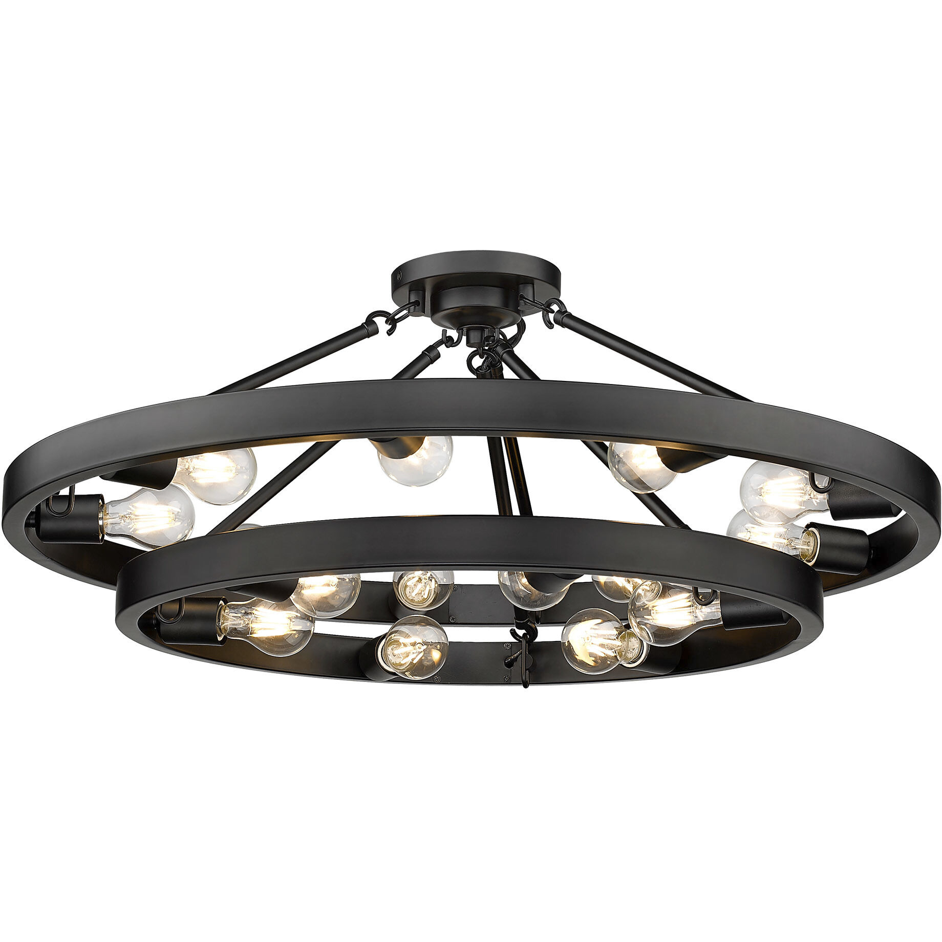 Castile 15 Light 32 inch Matte Black Semi-Flush Mount Ceiling Light