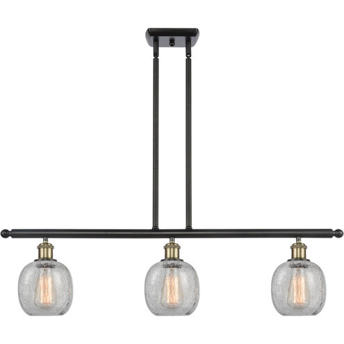 Ballston Belfast LED 36 inch Black Antique Brass Island Light Ceiling Light in Clear Crackle Glass, Ballston