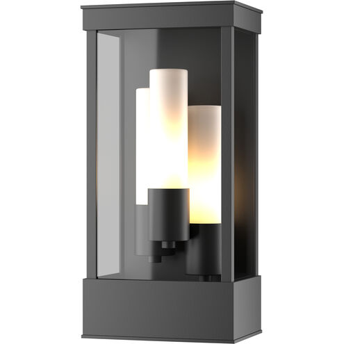 Portico 3 Light 17.8 inch Coastal Black Outdoor Sconce in Opal