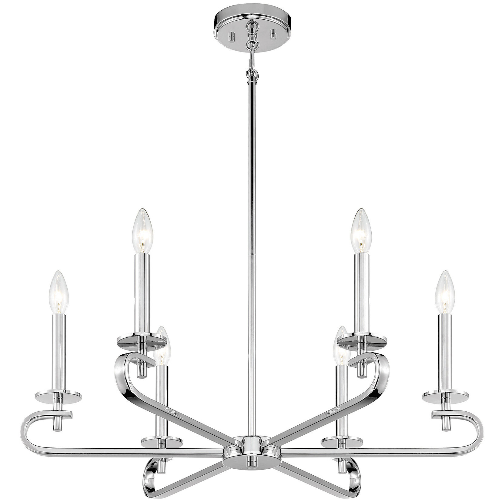 Torino 6 Light 28 inch Polished Nickel Chandelier Ceiling Light, Essentials
