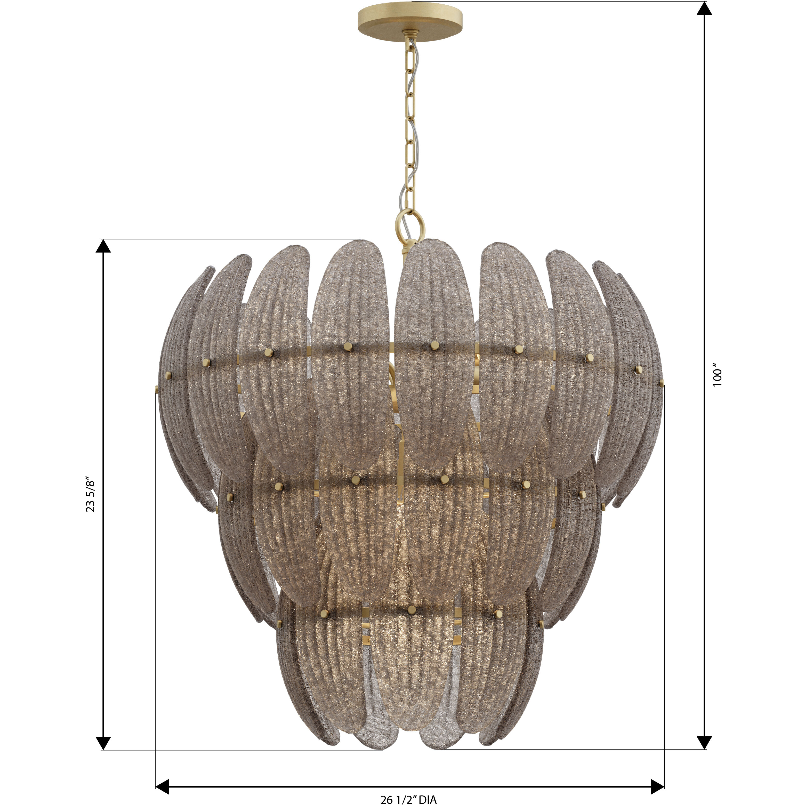 Marclaire 11 Light 26.5 inch Legacy Brass Pendant Ceiling Light in Grey Textured Handmade Glass