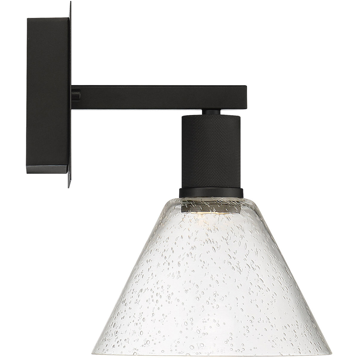 Port Nine Wall Sconce Wall Light in Matte Black, Seeded