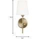 TOB by Thomas O'Brien Baker 1 Light 5.5 inch Satin Brass Wall Bath Fixture Wall Light