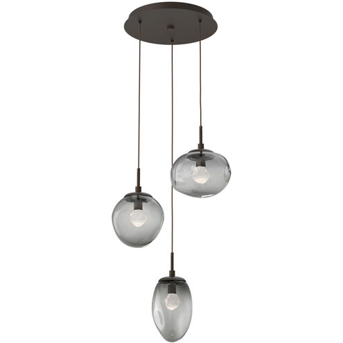 Cosmos LED LED 22.3 inch Flat Bronze Chandelier Ceiling Light in 3000K LED, Clear Zircon Inner with Smoke Cosmos Outer, Round Multi-Port