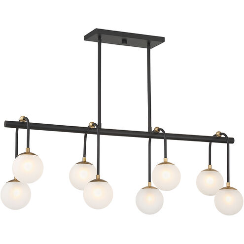 Couplet 8 Light 38 inch Black with Warm Brass Accents Linear Chandelier Ceiling Light