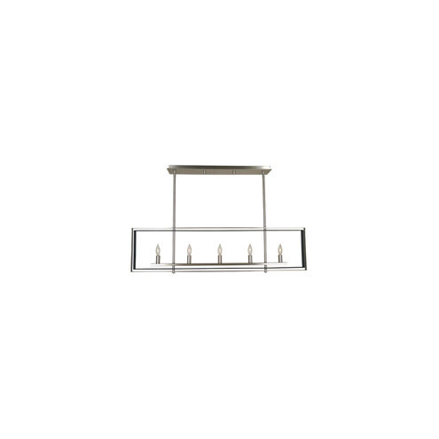Symmetry 5 Light 40 inch Antique Brass with Matte Black Island Chandelier Ceiling Light in Antique Brass/Matte Black