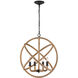 Marina 4 Light 22.75 inch Natural Black Chandelier Ceiling Light