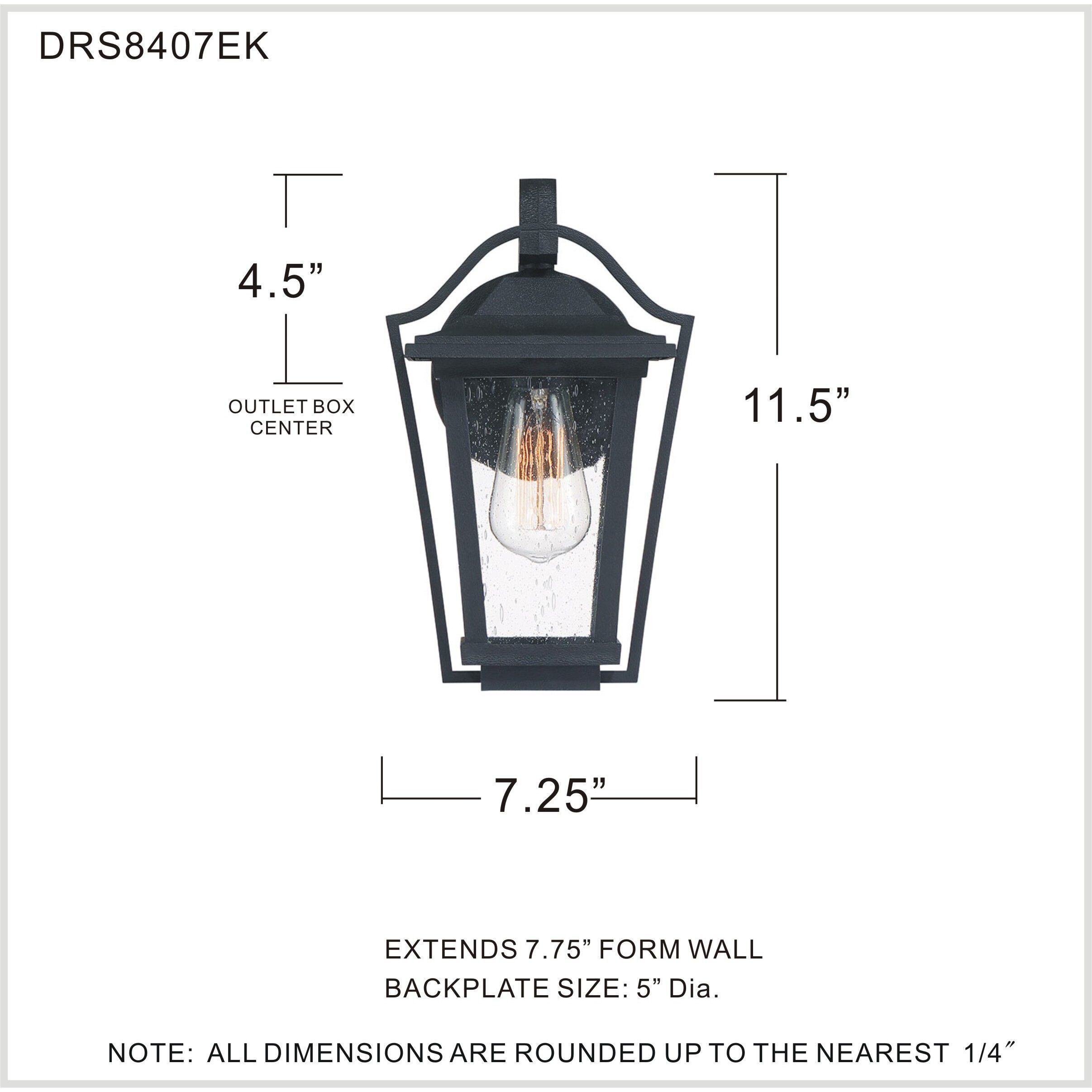 Darius 1 Light 12 inch Earth Black Outdoor Wall Light