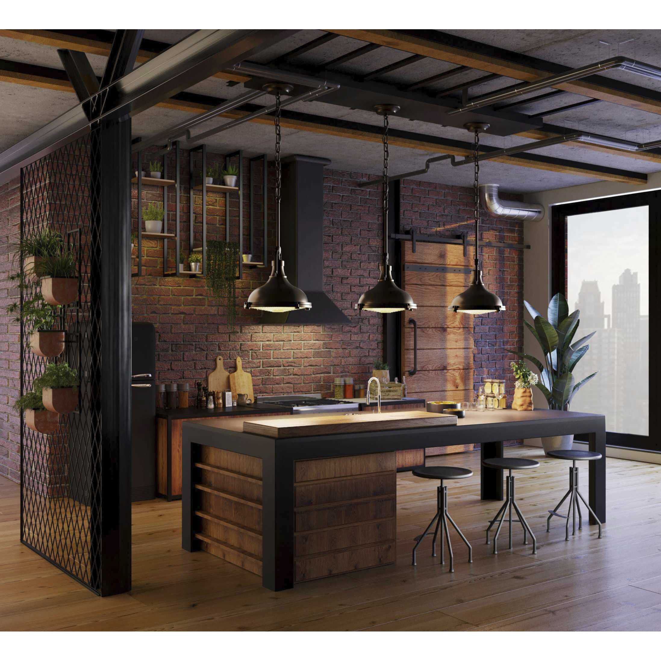 Fresnel Lens LED Oil Rubbed Bronze Pendant Ceiling Light, Progress LED