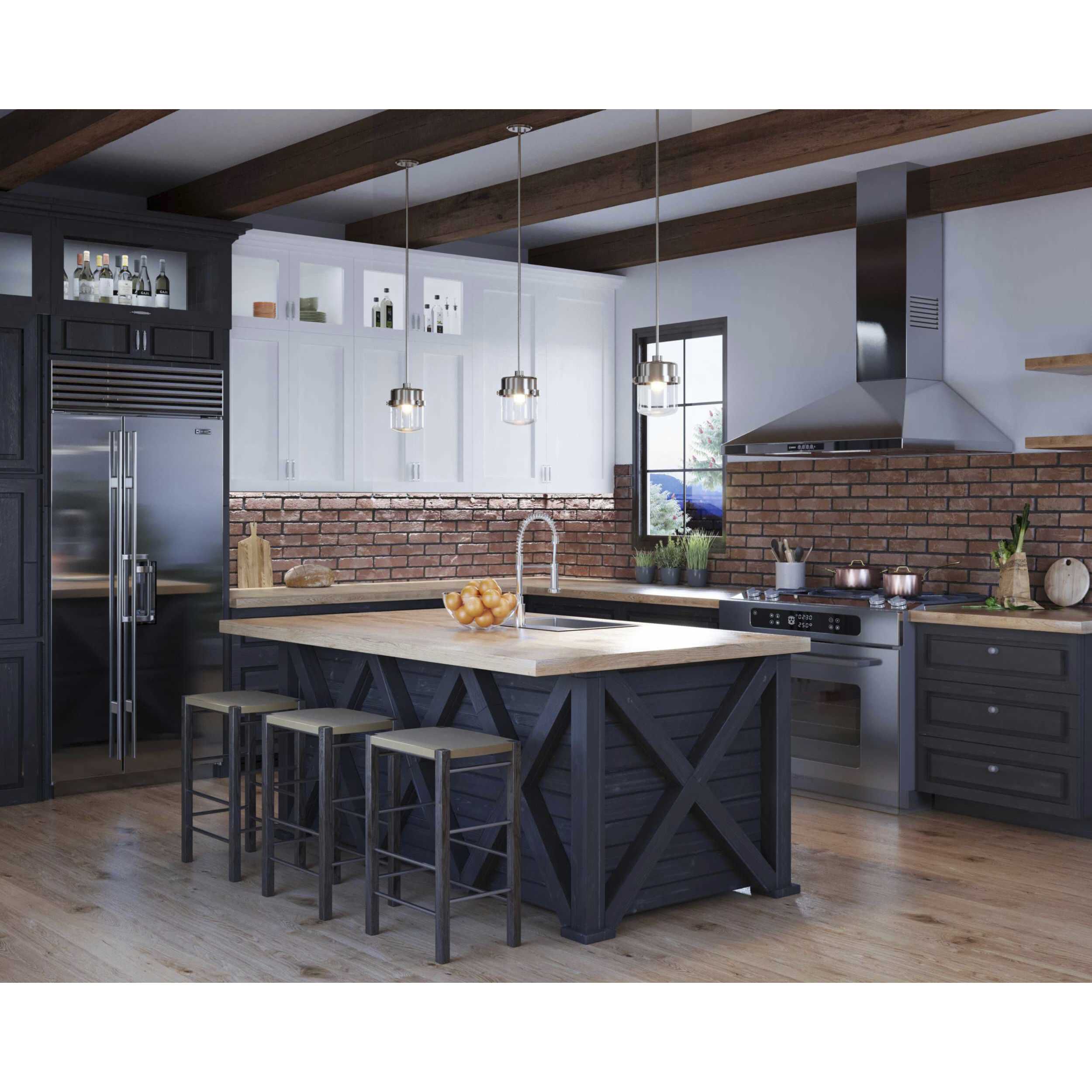 Beckner 1 Light 8 inch Brushed Nickel Pendant Ceiling Light