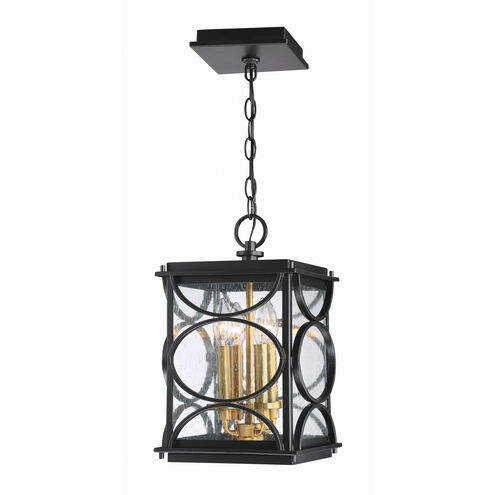 Hamilton 4 Light 9.25 inch Midnight/Patina Aged Brass Outdoor Pendant