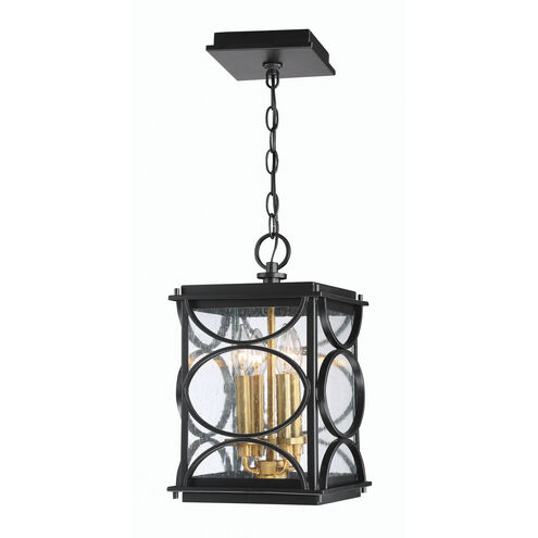 Hamilton 4 Light 9 inch Midnight/Patina Aged Brass Outdoor Pendant