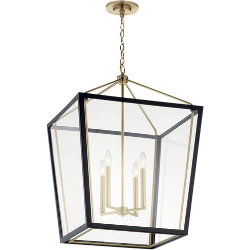 Delvin 4 Light 22.25 inch Champagne Bronze and Black Foyer Pendant Ceiling Light in Champagne Bronze with Black