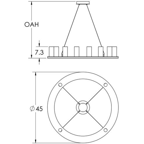 Carlyle LED Graphite Chandelier Ceiling Light, Corona Ring