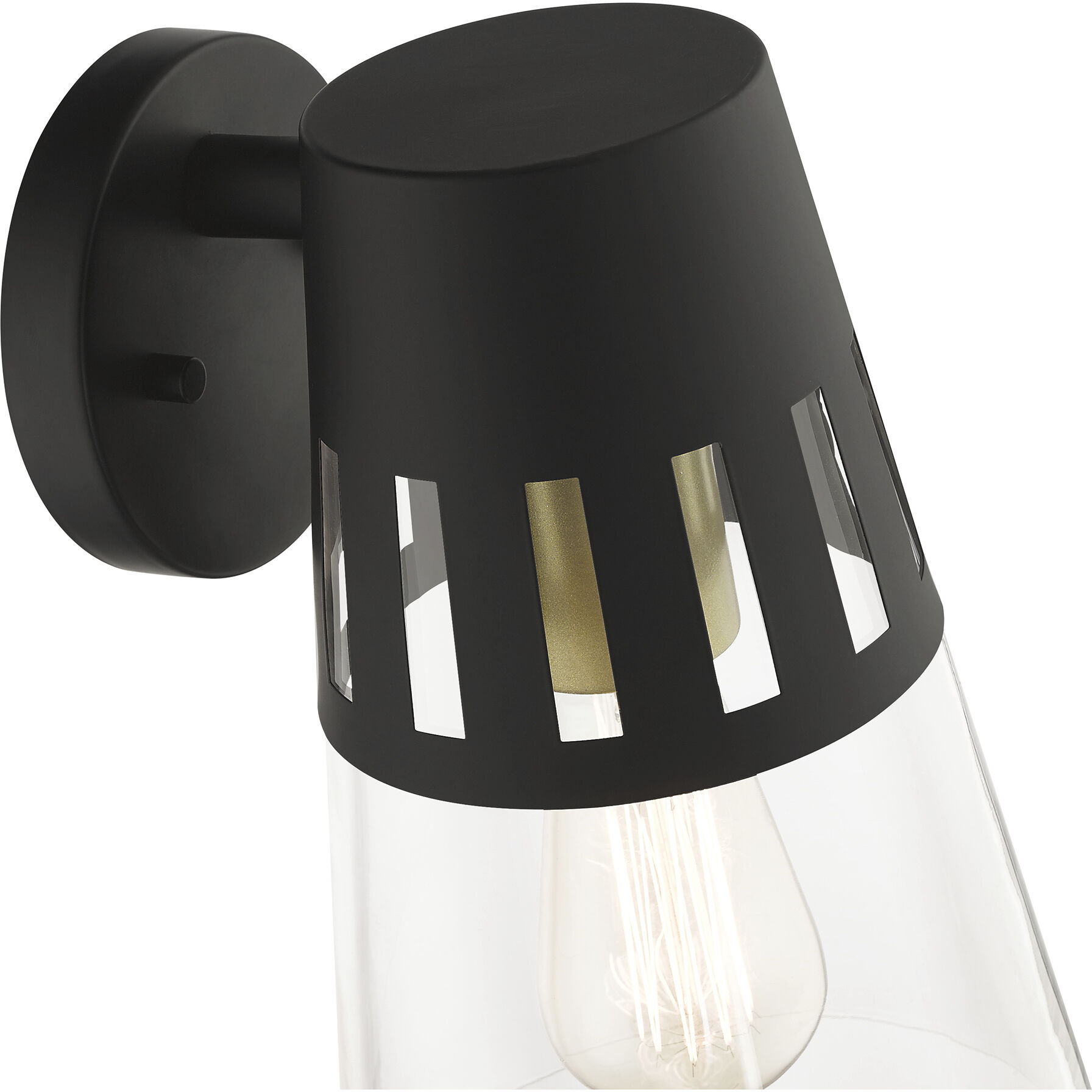 Covington 1 Light 11 inch Black with Soft Gold Finish Accents Outdoor Wall Lantern, Medium