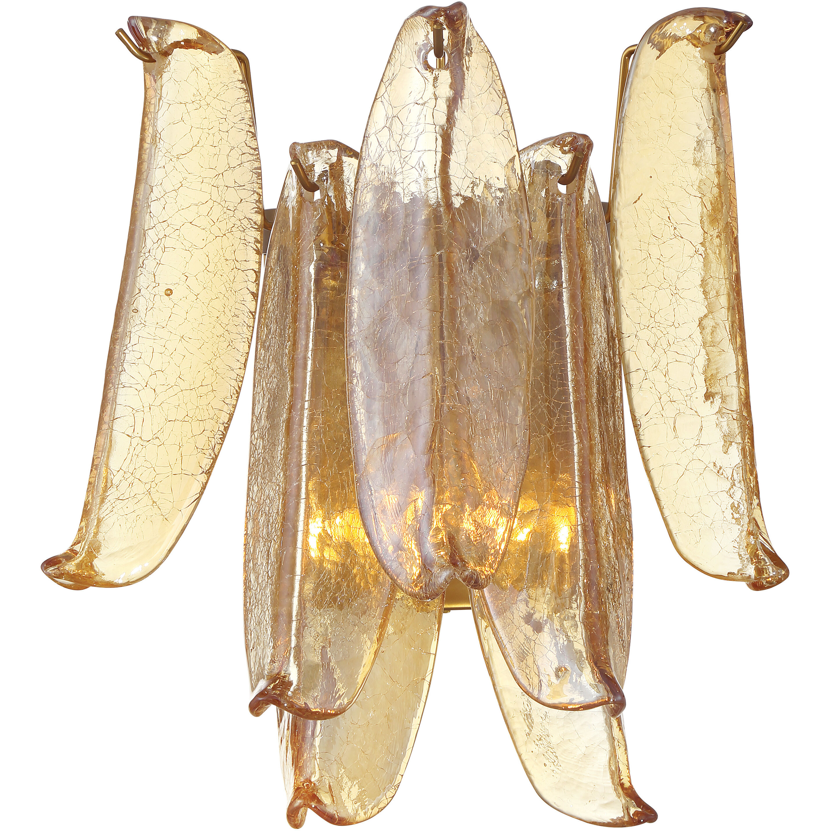 Regent Wall Sconce Wall Light in Amber Crackled Glass