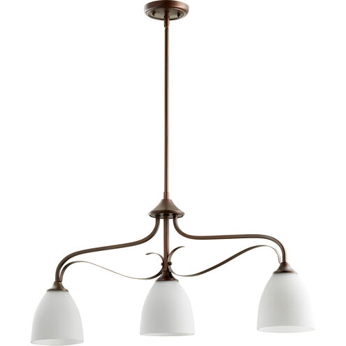 Jardin 3 Light 33 inch Oiled Bronze Island Light Ceiling Light in Satin Opal