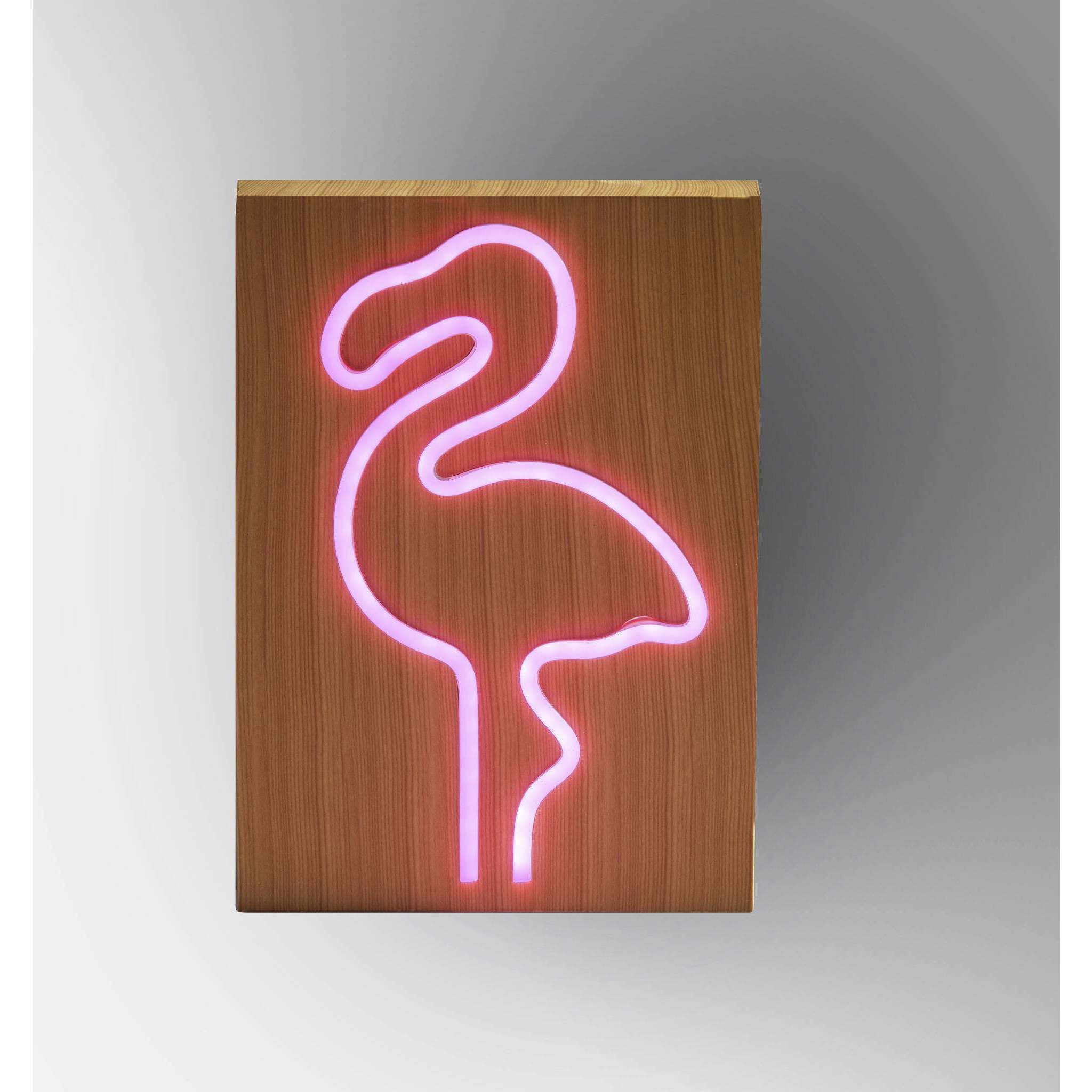 Wood Framed 9 inch 0.5 watt Natural Wood Grain on Plastic - Water Transfer Table/Wall Lamp Portable Light, Neon Flamingo, Simplee Adesso