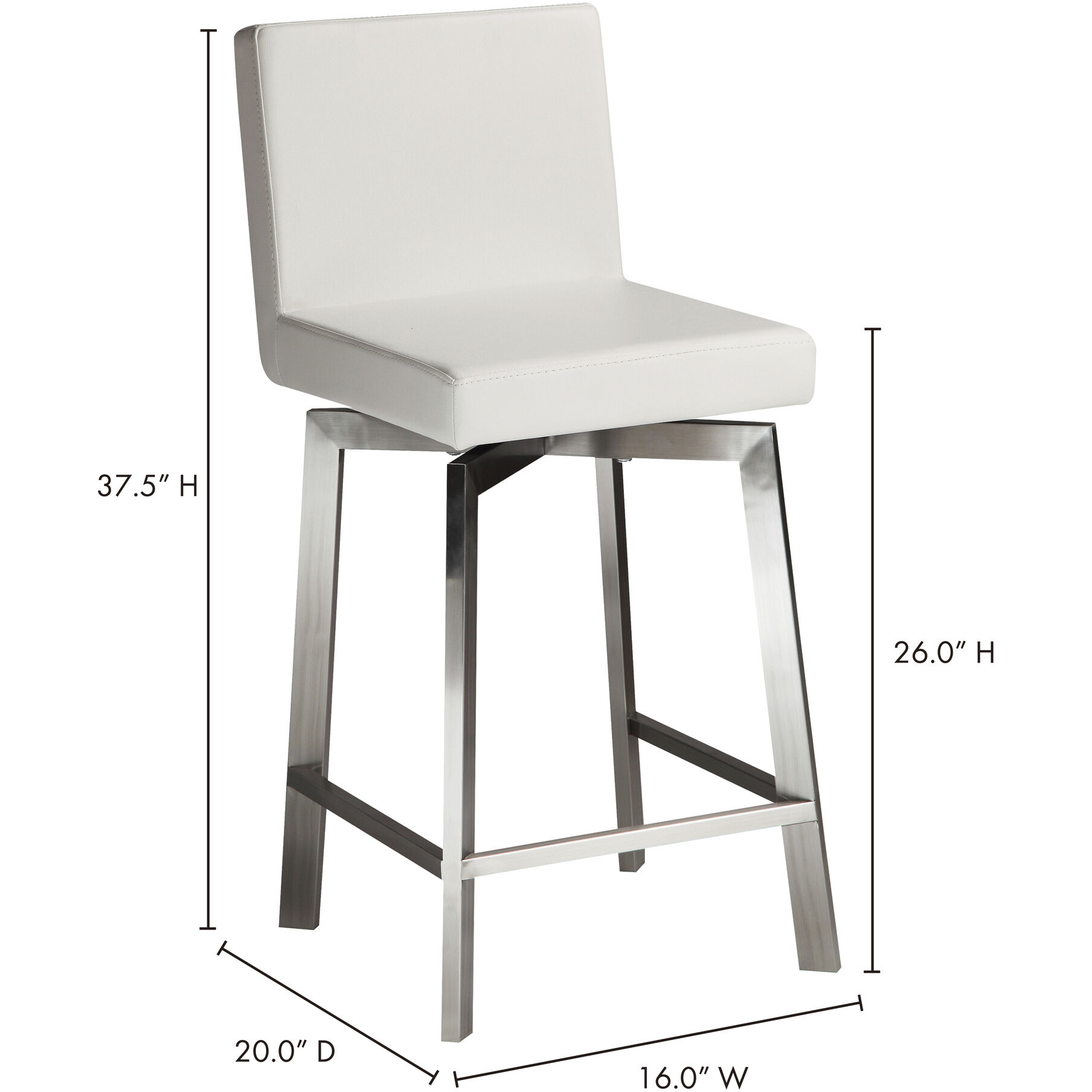 Giro 38 inch White Swivel Counter Stool