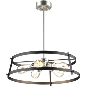 Gentry 5 Light 21 inch Satin Nickel and Graphite Pendant Ceiling Light