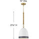 Nash 1 Light 10 inch Heritage Brass with Black accents Pendant Ceiling Light