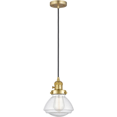 Franklin Restoration Olean LED 6.75 inch Satin Gold Mini Pendant Ceiling Light in Seedy