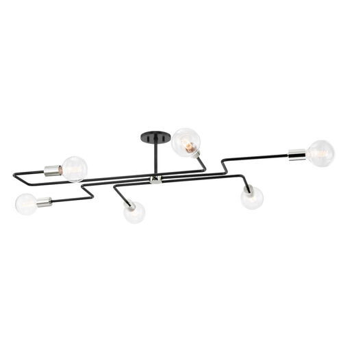 Jena 6 Light 41 inch Polished Nickel/Textured Black Combo Semi Flush Ceiling Light