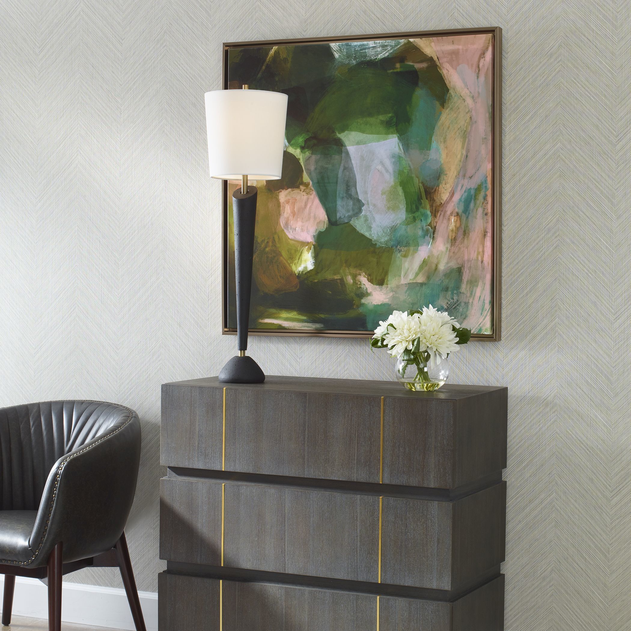 Forever Ever Multi-Colored and Bronze Gold Framed Abstract Art