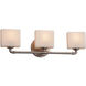 Porcelina 3 Light 25.25 inch Brushed Nickel Bath Bar Wall Light in Waterfall, Incandescent