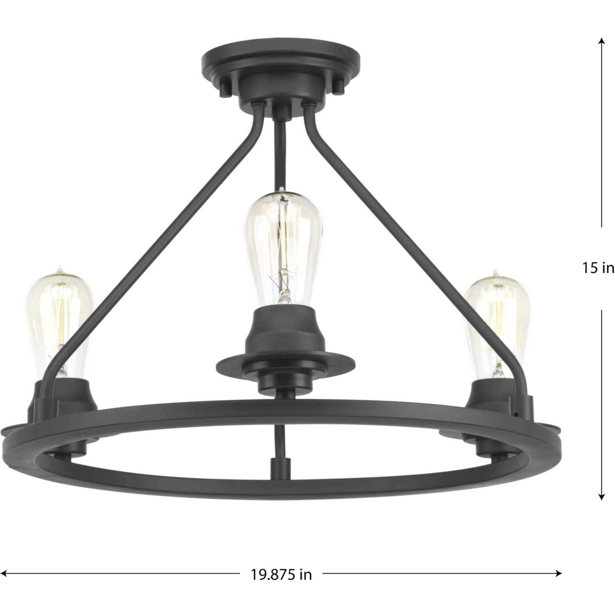 Debut 3 Light 20 inch Graphite Semi-Flush Mount Convertible Ceiling Light, Design Series