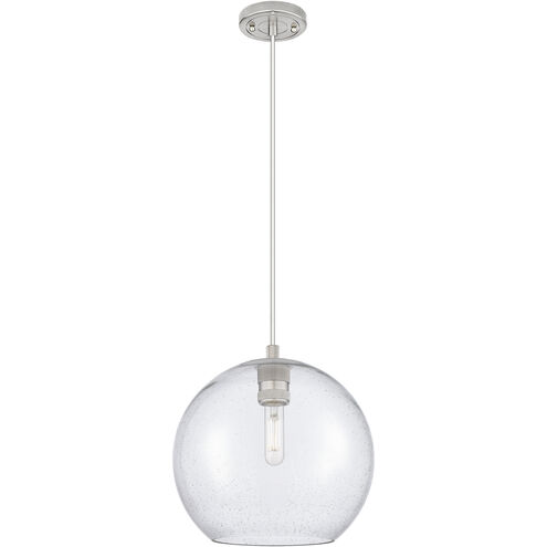 Crown Point 1 Light 10 inch Satin Nickel Pendant Ceiling Light in Seedy Glass