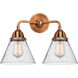 Nouveau 2 Large Cone LED 15.75 inch Antique Copper Bath Vanity Light Wall Light in Seedy Glass