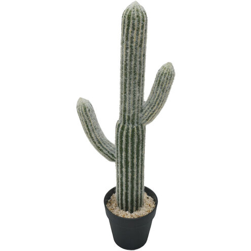 Potted White/Green Faux Saguaro Cactus