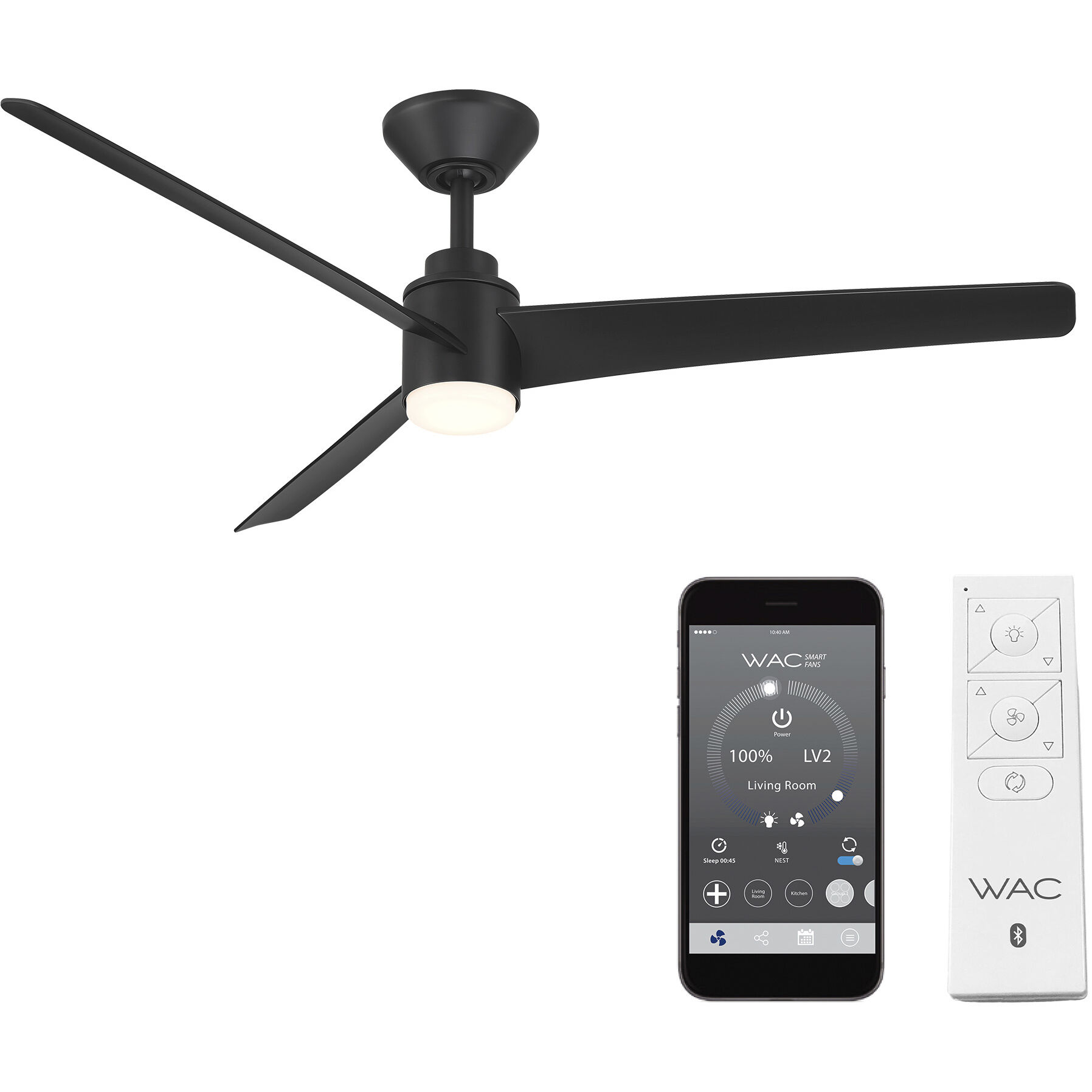 Novelle 52 inch Matte Black Downrod Ceiling Fan