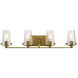 Alton 4 Light 34 inch Natural Brass Wall Mt Bath 4 Arm Wall Light