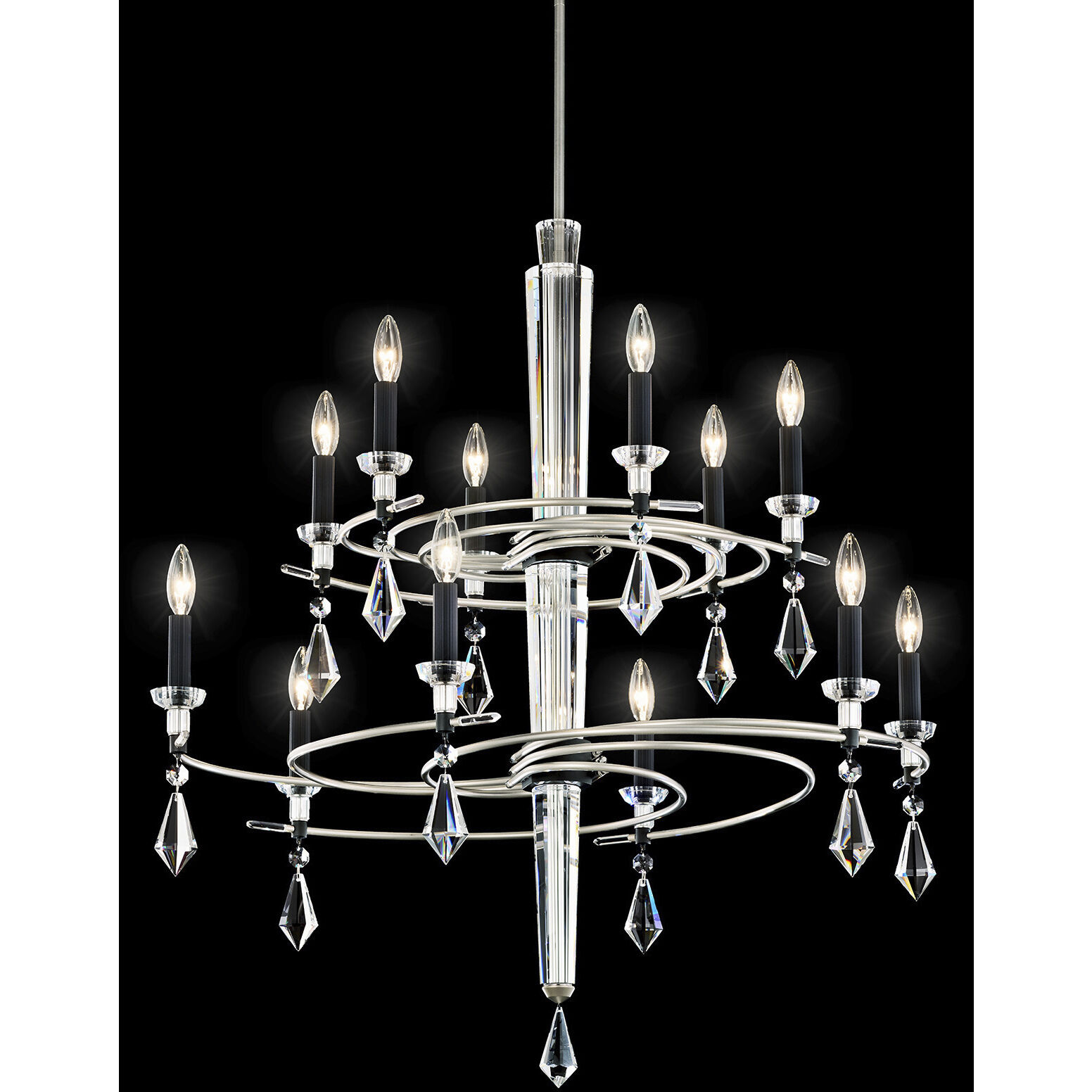 Signature Tempest 12 Light 36 inch Soft Silver/Black Chandelier Ceiling Light, Two Tier