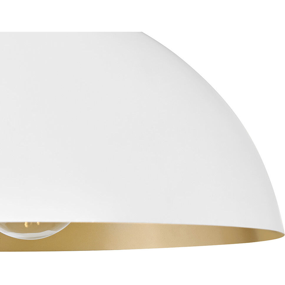 Lou 1 Light 22 inch Matte White with Lacquered Brass Pendant Ceiling Light