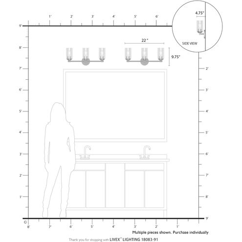 Whittier 3 Light 22 inch Brushed Nickel Vanity Sconce Wall Light