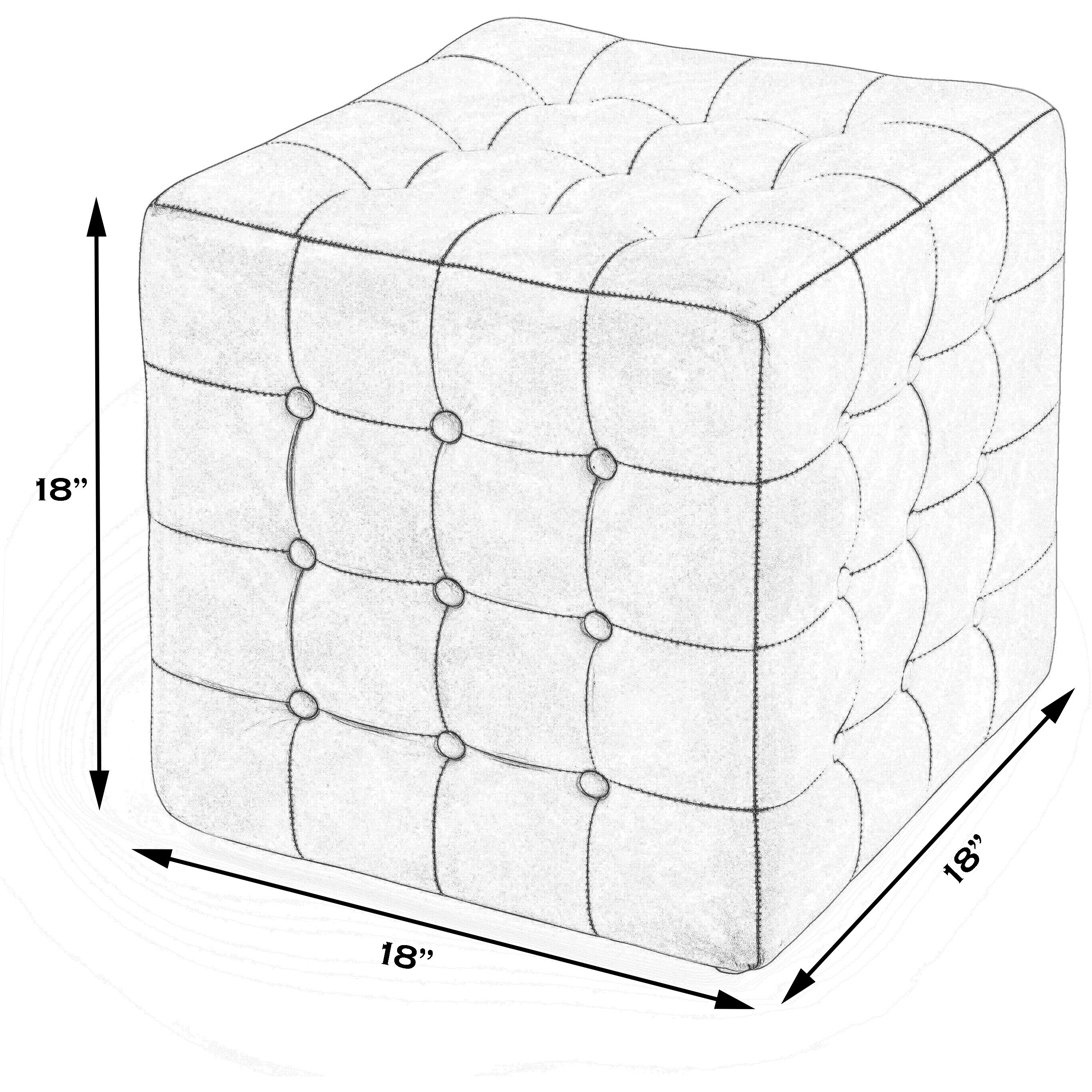 Leon Leather Cube Ottoman in Black