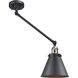 Appalachian 18 inch 100 watt Black Antique Brass Swing Arm Wall Light in Matte Black, Franklin Restoration