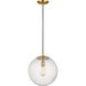 Leo - Hanging Globe 1 Light 14 inch Satin Brass Pendant Ceiling Light
