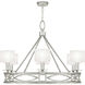 Cienfuegos 6 Light 39.5 inch Silver Chandelier Ceiling Light in Silver Leaf, White Fabric