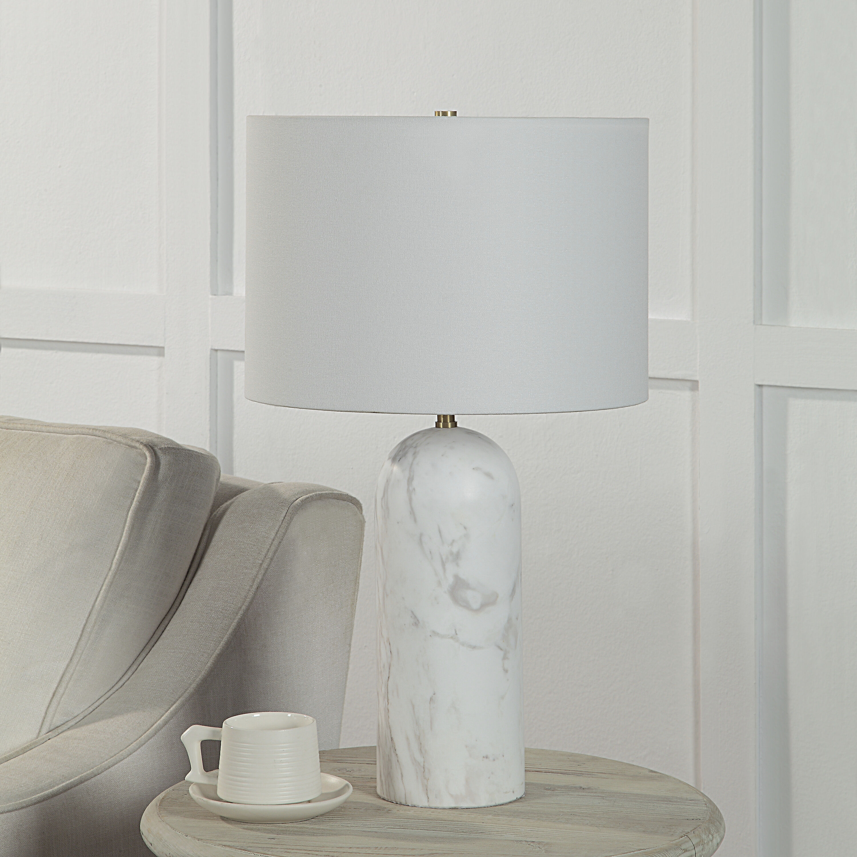 Beausoleil 24.5 inch 100 watt Honed White Table Lamp Portable Light